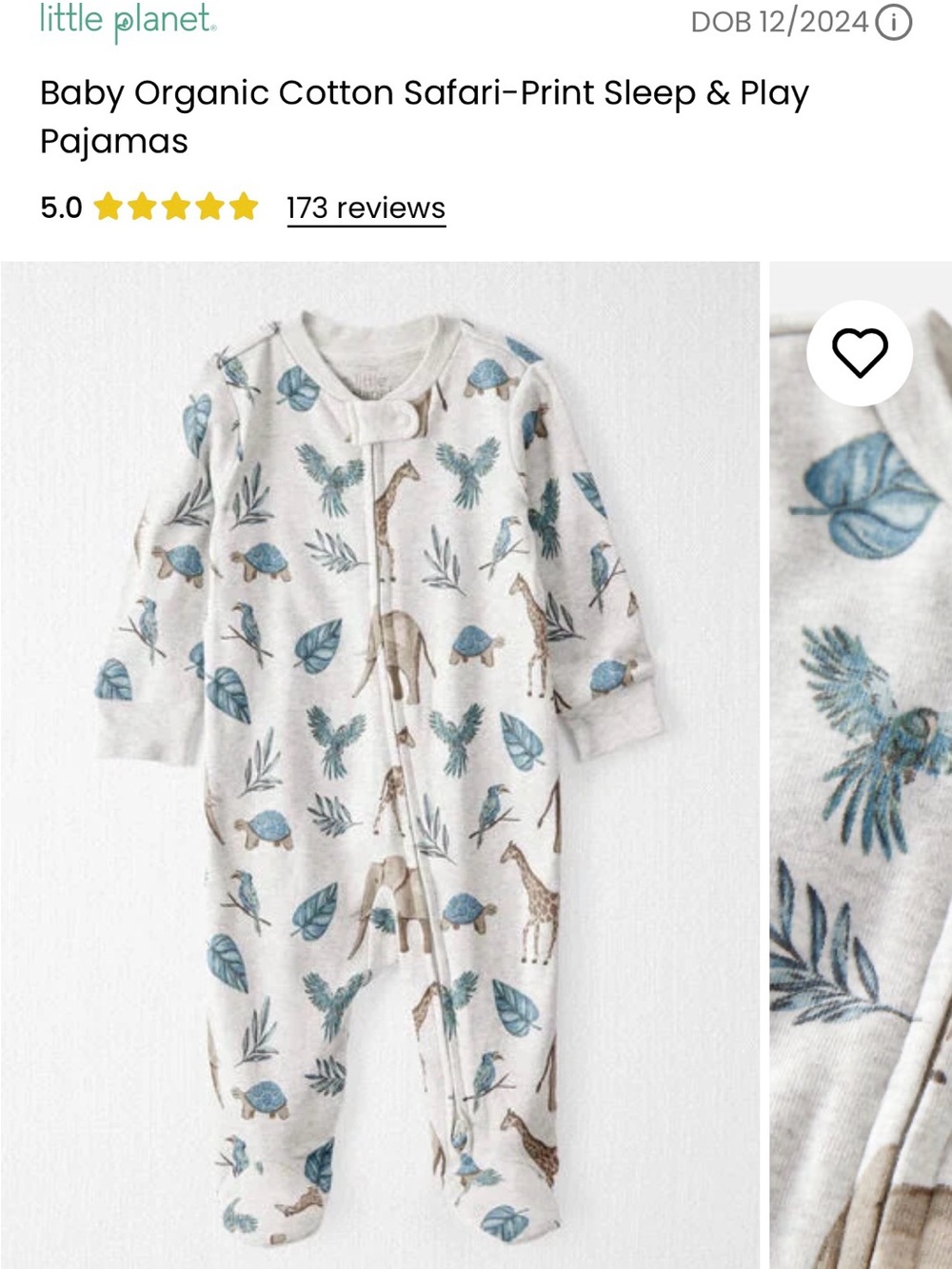 Baby Organic Cotton Safari-Print Sleep & Play Pajamas